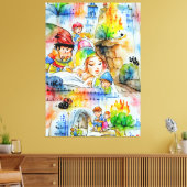 おとぎお洒落らい物語イラストレーション キャンバスプリント (インサイチュ (リビング))