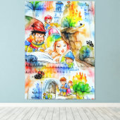 おとぎお洒落らい物語イラストレーション キャンバスプリント (インサイチュ (ウッドフロア))