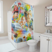 おとぎお洒落らい物語イラストレーション シャワーカーテン (インサイチュ)