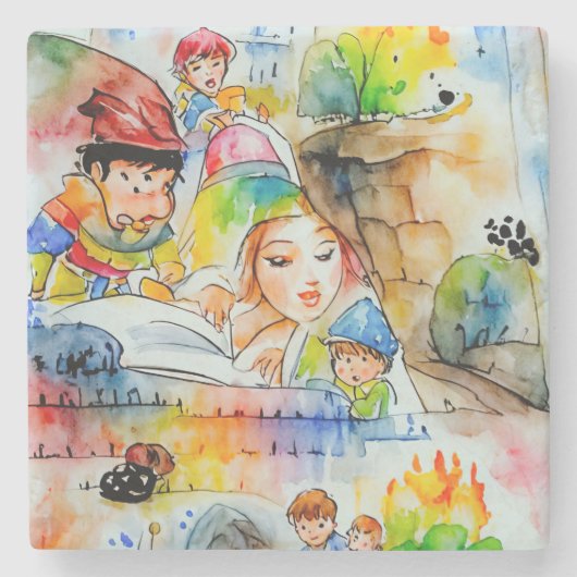 おとぎお洒落らい物語イラストレーション ストーンコースター (正面)