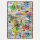 おとぎお洒落らい物語イラストレーション スローブランケット (正面縦)
