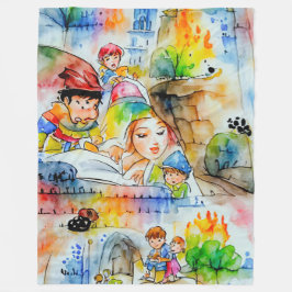 おとぎお洒落らい物語イラストレーション フリースブランケット