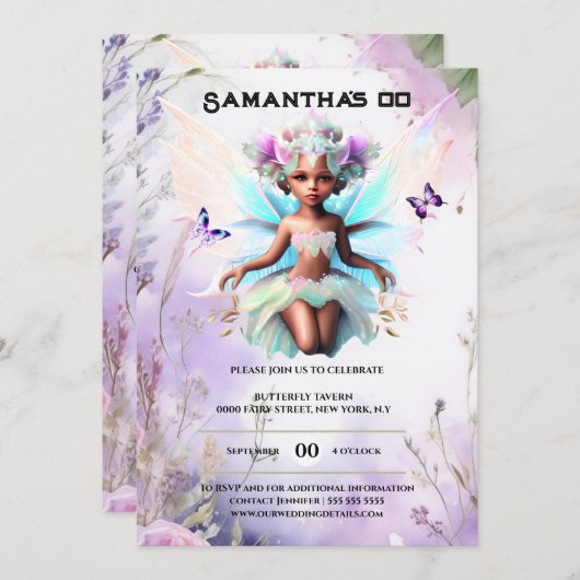 おとぎお洒落り姫のアフリカ系アメリカ人 招待状 (正面/裏面)