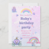 おとぎお洒落話の城とユニコーン招待状 招待状 (正面)