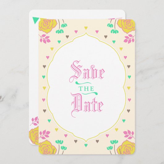 おとぎお洒落話の結婚式の日付カードを保存 招待状 (正面/裏面)