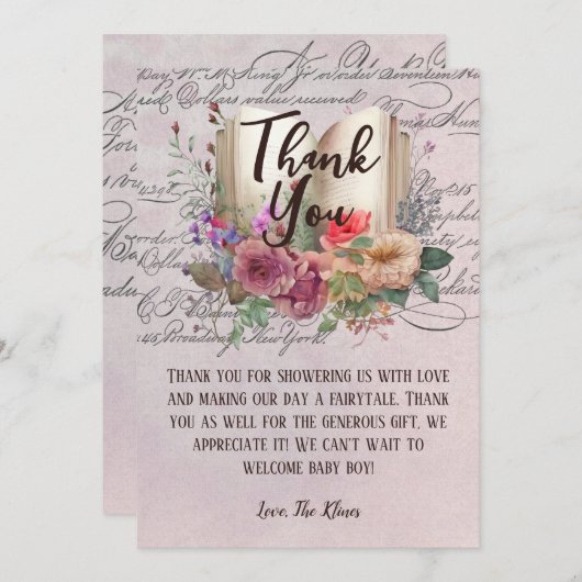 おとぎお洒落話ブックベビーシャワー サンキューカード (正面/裏面)