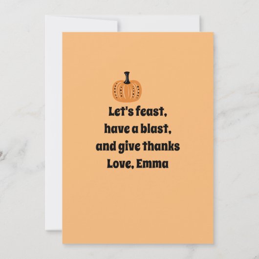 おとぎのような感謝祭の食事 招待状 (裏面)