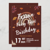 おとぎの世界での初めての誕生日 秋のボヘミアンレインボー 招待状 (正面/裏面)
