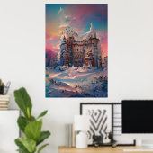 おとぎの世界、冬の城、雪の城、クリスマス ポスター (ホームオフィス)