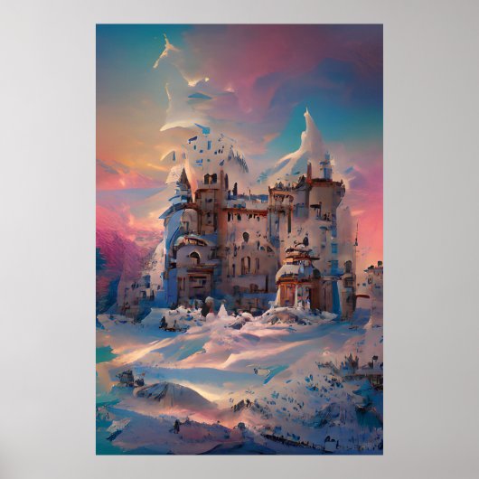 おとぎの世界、冬の城、雪の城、クリスマス ポスター (正面)