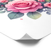 おとぎの国のお城とかわいいピンクのユニコーン ポスター (角)