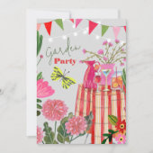 おとぎの国のようなガーデンパーティーの誕生日花と蝶 招待状 (正面)