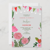 おとぎの国のようなガーデンパーティーの誕生日花と蝶 招待状 (裏面)