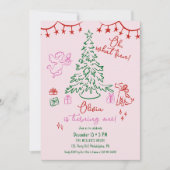 おとぎの国のようなクリスマスツリーの1歳誕生日 案内状 (正面)