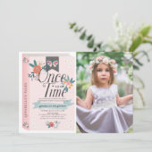 おとぎの国のようなピンクの花の写真の誕生日 招待状 (スタンド正面)