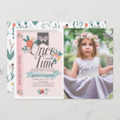 おとぎの国のようなピンクの花の写真の誕生日 招待状 (正面/裏面)