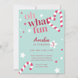 おとぎの国のような楽しい女の子のホリデー誕生日パーティー 招待状