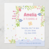 おとぎの国のような自然の子供の誕生日パーティー招待状 招待状 (正面/裏面)