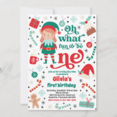 おとぎの国のエルフのクリスマス　1歳の誕生日パーティー 招待状 (正面)