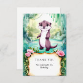 おとぎの国のオッター誕生日 サンキューカード (正面/裏面)