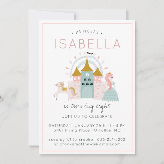 おとぎの国のプリンセスパーティー招待状 招待状 (正面)