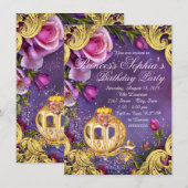 おとぎの国のプリンセス誕生日パーティーの招待状 招待状 (正面/裏面)