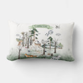 おとぎの国の動物たちが住む森のカスタマイズ可能なデザイン ランバークッション (正面)