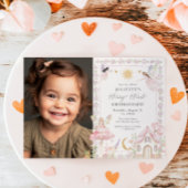 おとぎの国の妖精のマジカルガーデン誕生日写真 招待状