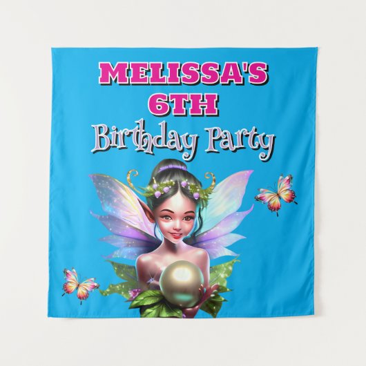 おとぎの国の妖精の誕生日テーマパーティーの装飾 タペストリー (正面)