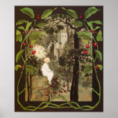 おとぎの国の妖精 ヴィンテージ・イラスト 城のある森 ポスター (正面)