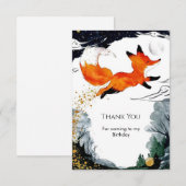 おとぎの国の楽しいキツネの誕生日 サンキューカード (正面/裏面)
