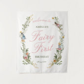 おとぎの国初のヴィンテージフラワーバースデーウェルカム タペストリー (正面)