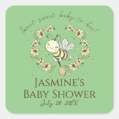 おとぎの蜂の花輪 ベビーシャワー スクエアシール (正面)