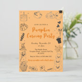 おとぎめいたカボチャの落書き彫りパーティー招待状 招待状 (スタンド正面)