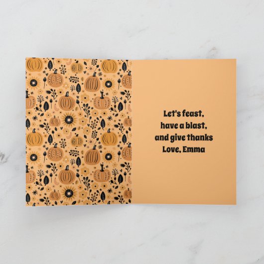 おとぎめいたパンプキンと秋の花のカスタマイズ 招待状 (内部)