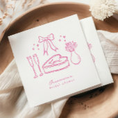 おとぎめいたピンクの蝶結びケーキシャンパン ブライダルシャワー スタンダードカクテルナプキン