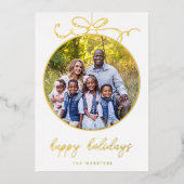 おとぎめいた弓のオーナメント写真ホイルホリデーカード 箔シーズンカード (正面)