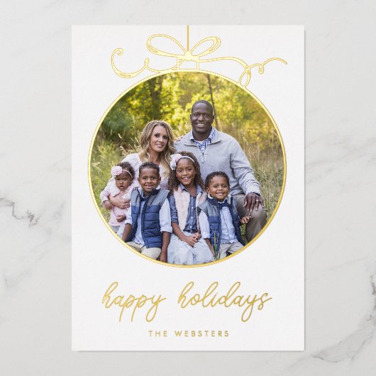 おとぎめいた弓のオーナメント写真ホイルホリデーカード 箔シーズンカード (正面)