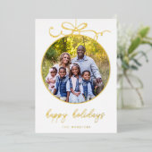 おとぎめいた弓のオーナメント写真ホイルホリデーカード 箔シーズンカード (立ち正面)