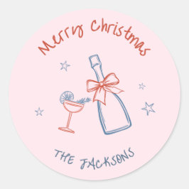 おとぎめいた手描きのクリスマス ラウンドシール