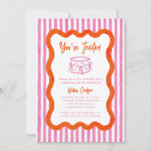 おとぎめいた手描きのピンクとオレンジの誕生日 招待状 (正面)