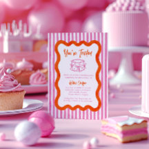 おとぎめいた手描きのピンクとオレンジの誕生日