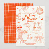 おとぎめいた手描き落書きハロウィンパーティー 招待状 (正面/裏面)