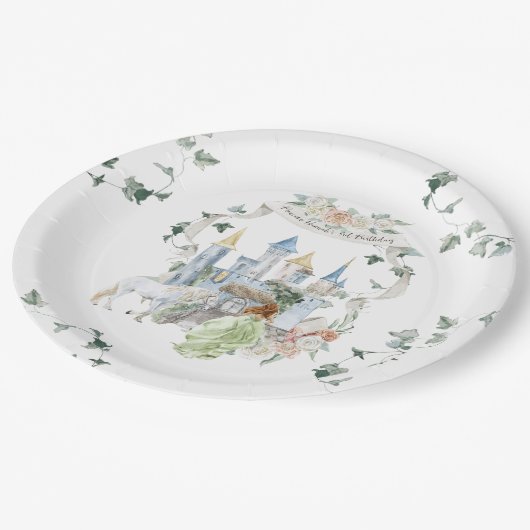 おとぎエレガント話 |プリンセス誕生日パーティー ペーパープレート (アングル)