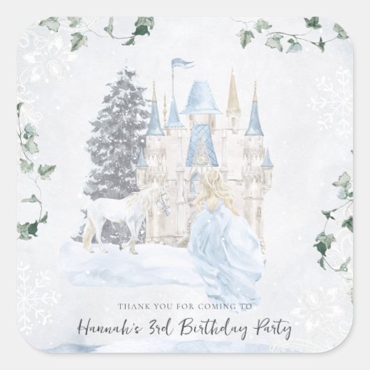 おとぎエレガント話 |冬のプリンセス誕生日 スクエアシール (正面)