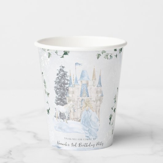 おとぎエレガント話 |冬のプリンセス誕生日 紙コップ (正面)