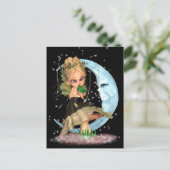 おとぎカエル付きかわいいフェアリーのポストキスをするカード ポストカード (スタンド正面)