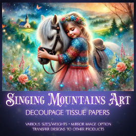 おとぎカラフル話の馬と花の女の子のデコページ 薄葉紙