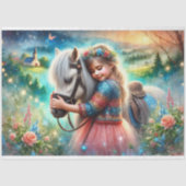 おとぎカラフル話の馬と花の女の子のデコページ 薄葉紙 (正面)