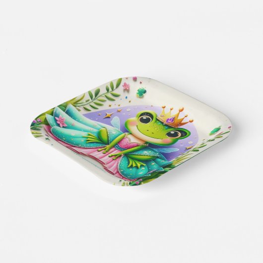 おとぎガーリーらい話カエルプリンセス誕生日パーティー ペーパープレート (傾斜あり)